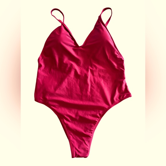 adreamly Swim Adreamly Burgundy One Piece High Cut Cheeky Swimsuit
